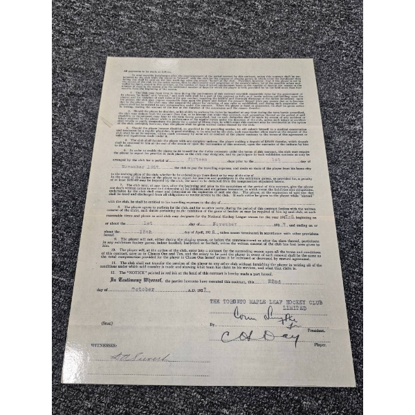 NHL Memorabilia Including Photos and Contracts