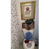 Image 1 : Merlot & Gold Motif Bathroom Bundle - Floral Shower Curtain Wall Hangings Decor & More