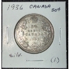 Image 1 : 1936 Canadian 50 Cent Coin 92.5% Silver 11.62 Grams