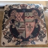 Image 3 : Embroidered Footstool with Coat of Arms Design and Carved Wooden Base