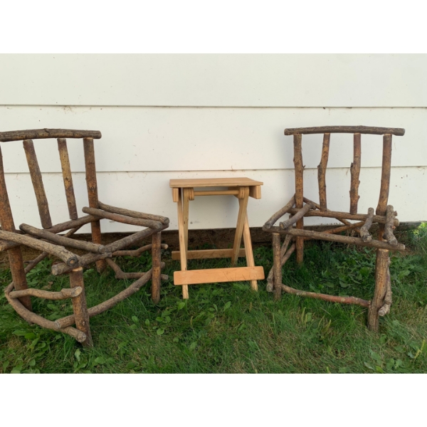 Homemade child sized chairs and side table
