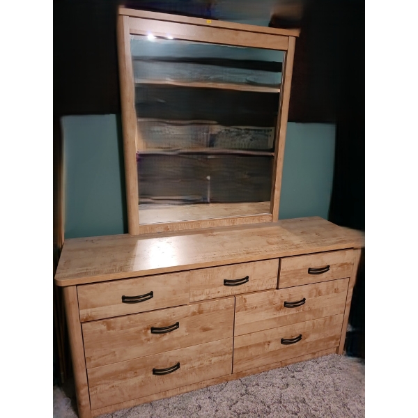 Dresser 61 W, 18 D, 30 T w/ Attached Mirror 37 X 42