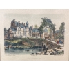 Image 1 : Tinted Lithograph Print Titled "CHATEAU DE TOURLAVILLE" France