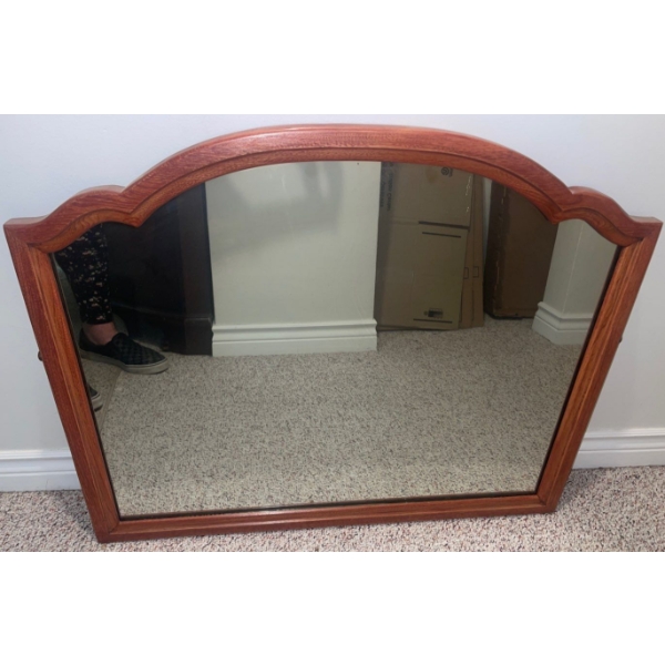 Large Walnut Framed Over Mantel Mirror - Century Furniture Reproduction 28x26