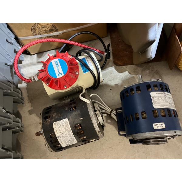 2 electric motors and one vintage electric compressor