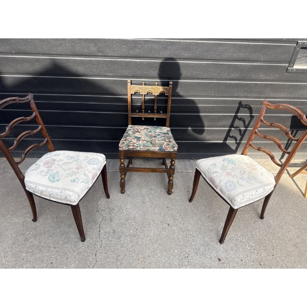 3 Beautiful Mismatched Antique Chairs 29T