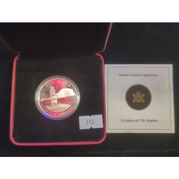 RCM 2004 Sambro Island Lighthouse Fine Silver 99.99 Coin 31.39g
