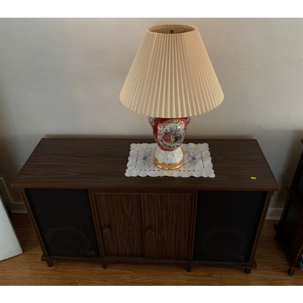Cabinet and Lamp (42W, 16D, 27T); Note the Speakers are For Show/ Not Working 
