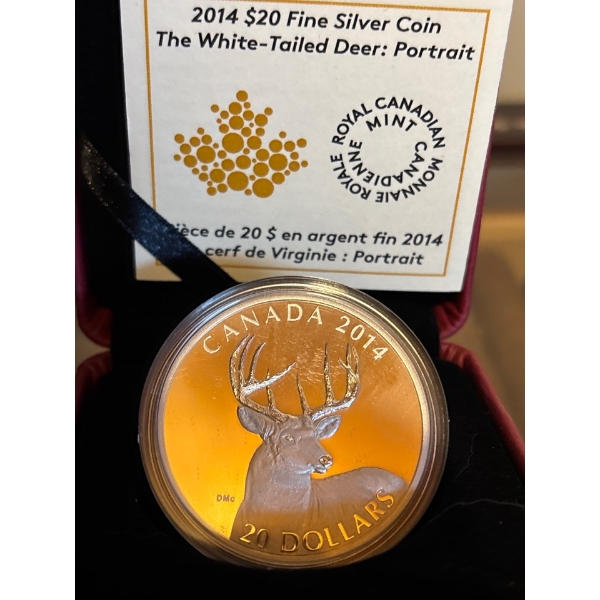 2014 $20 The White-Tailed Deer: A Portrait - Pure Silver Coin