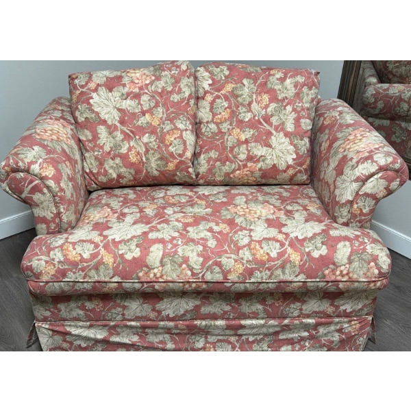 Vintage Love Seat Hide A Bed w/ Red & Green Floral Pattern