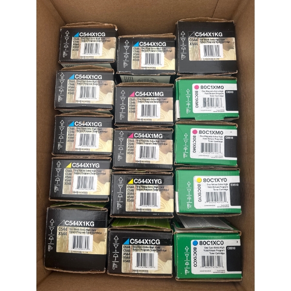 Assortment Of Lexmark Toner Cartridges Incl. Magenta Yellow & Cyan 