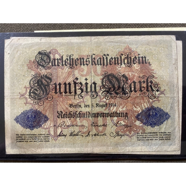 Two German 50 Mark Reichsbank Notes, 1920s, With Certificate of Authenticity