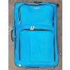 Image 3 : Blue Nylon Rolling Suitcase with Contents, Including Gold-Tone Fabric