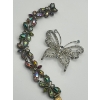 Image 3 : Vintage Aura Borealis Crystal Butterfly Bracelet Featuring A Bronze Finish With A Butterfly Brooch D