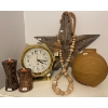 Image 1 : Rustic Hanging Star, Oil Diffusor, Large Watch Shaped Clock & Candle Holders