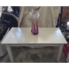 Image 1 : White Rectangular Table with Red and Clear Glass Vase