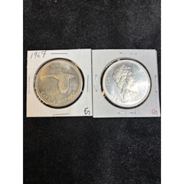 1967 Canada goose Silver Dollar x2 46.6g .800 Silver

