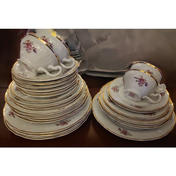 Bernadotte Porcelain "Sonata" Pattern Includes: Plates, Cups, and Saucers