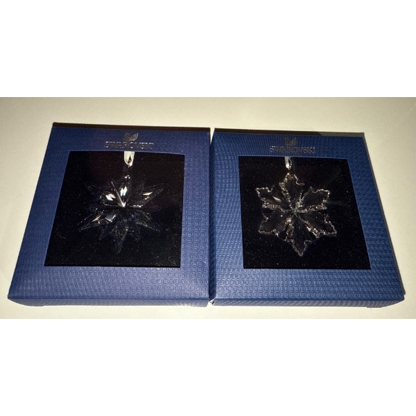 Pair of Swarovski Crystal Winter Holiday Ornaments 