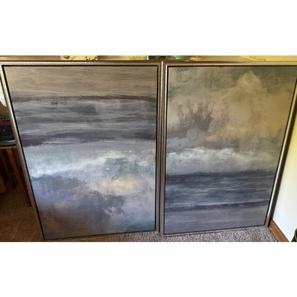 Pair Of Oil On Canvas Seascape Art 26x38