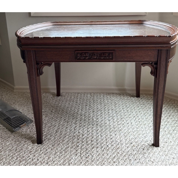 Lovely Wooden Side Table w/ Glass Top - 26W, 17T 