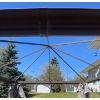 Image 2 : Back Yard Outdoor Gazebo w/ Picnic Table & Benches *(Needs New Curtains!) 