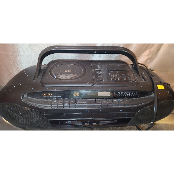 Citizen Portable Compact Disk Radio Cassette Recorder Model JCD 4052 (Some Paint Splatters as Shown)