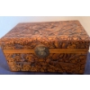 Image 5 : Vintage Intricate Carved Jewelry Box w/ Brass Dice, Cards & More 