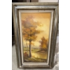 Image 1 : Serene Autumn Landscape w/River -Oil On Canvas Signed By I.Cafieri  19x31"tall