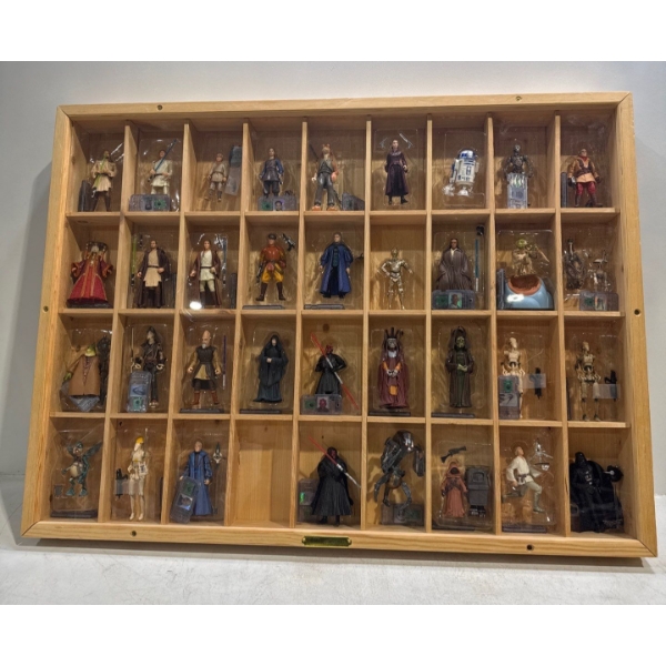Collection of Star Wars Action Figures in a Wood Frame