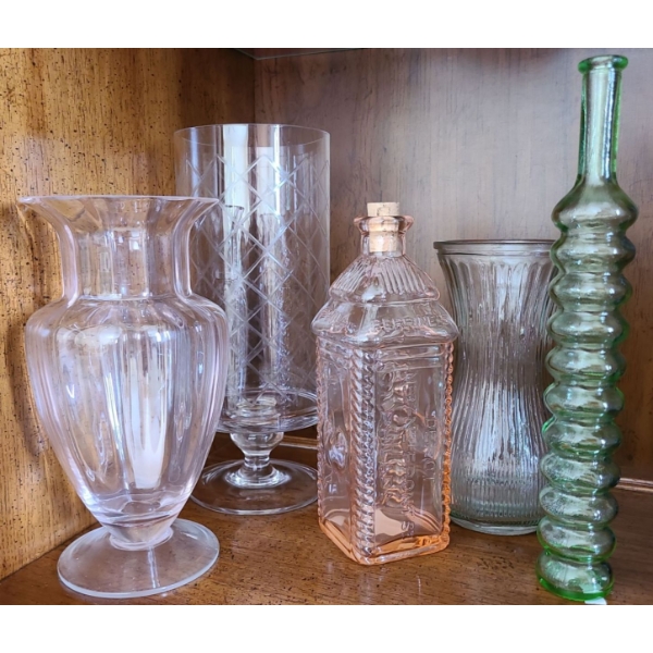 Decorative Glassware Collection - Vases, Tallest 12T 