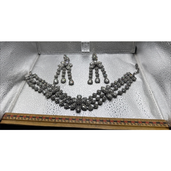 Christian Dior Choker and Earring Set Rhodium and Swarovski Crystal