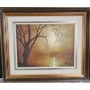 Image 1 : Framed Oil Painting of Tree and Water Reflection, Signed