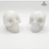 Image 1 : 2 hand-carved White Stone Crystal Skull Figurines.  2 IN T