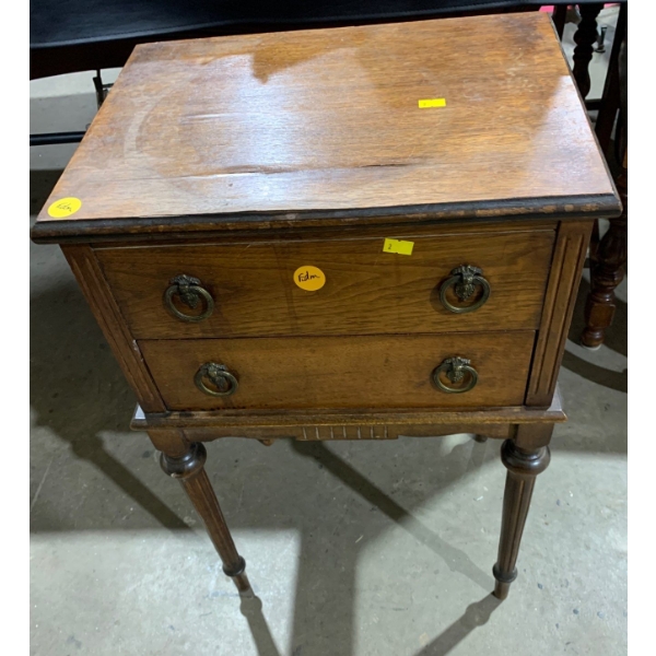 Antique Hardwood Side Table and Silverware Storage 17Wx13Dx28H