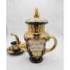 Image 2 : Hand-Painted Gold and Cobalt Blue Porcelain Tea Set