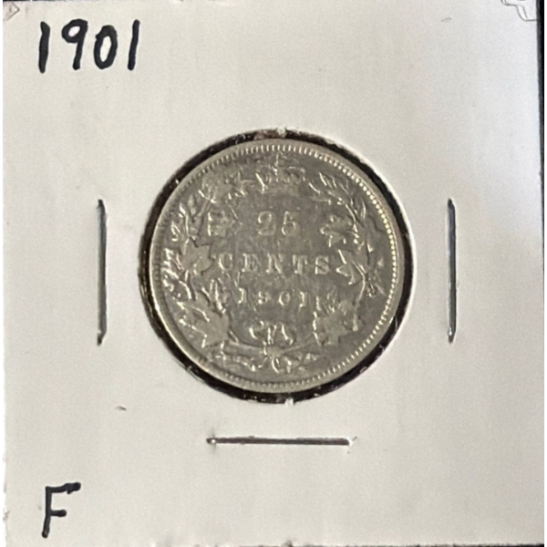 1901 F Canadian Quarter 92.5% Silver