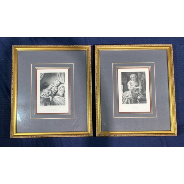 Unsigned Sketched Prints, Lady Milford and Amelia 5Wx7H