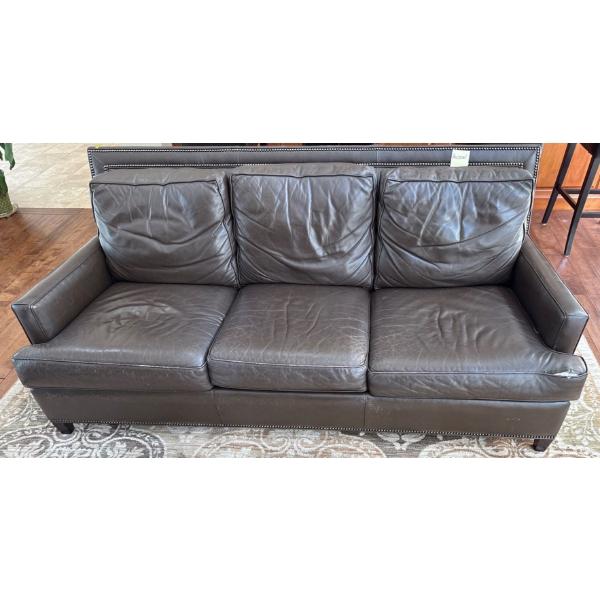 Gorgeous and Loved Leather Couch, Hancock and Moore; 85In Wide, 40In Deep, 37In Tall 