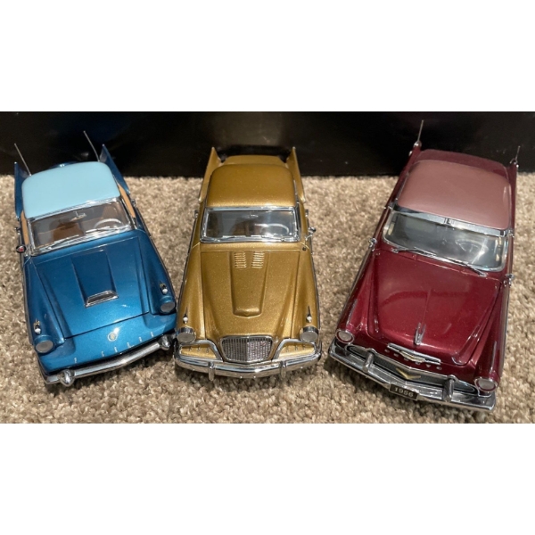 1956 Desoto Sportsman, 1958 Packard Hawk, 1957 Studebaker 