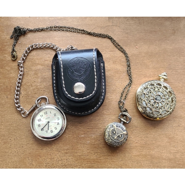 Aspen Pocketwatch w/ Leather Holder, Two Fashion Pocket Watches