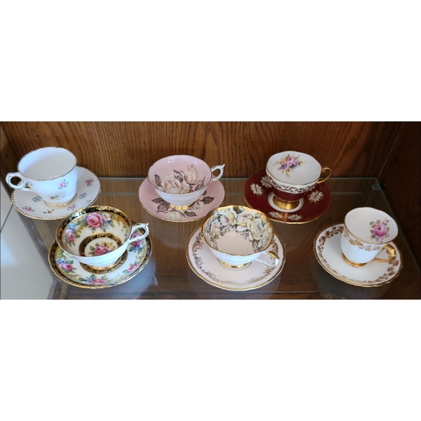 China Teacups & Saucers Collection -  Royal Chelsea, Paragon, Royal Stafford, 