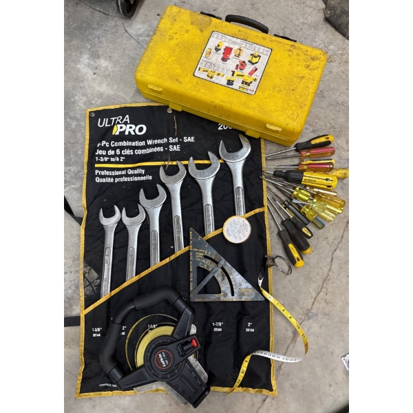 Ultra Pro 6pc Combination Wrench Set, Laser Level, Screwdrivers, & Measuring Tools