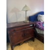 Image 1 : -Pair of Antique Wood night stand with lamp 33”wide 33 height 17 wide small Wood night stand 27”W 24