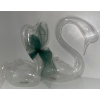 Image 3 : Vintage Art Glass - Hand Blown Swans 7L - Oil Lamps