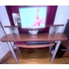 Image 4 : Contemporary Wood and Metal Computer Desk with Elevated Monitor Shelf