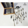 Image 2 : Elegant Electroplated Cutlery in Velvet Lined Wood Box, Collectable Spoons and Teapot