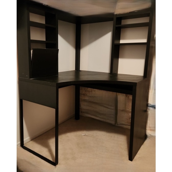 Black MDF Desk with Built in Shelf 29 W, 39 D, 56 T