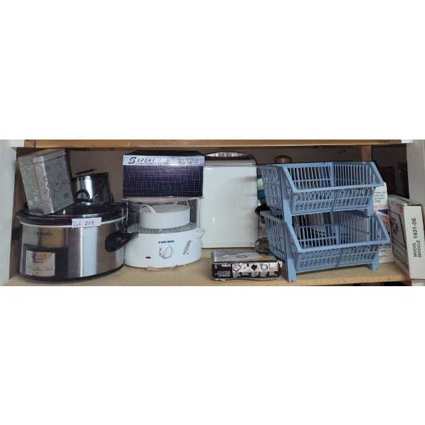 Kitchen Items Including Slow Cooker, Kettle, Cookie Jar, and More