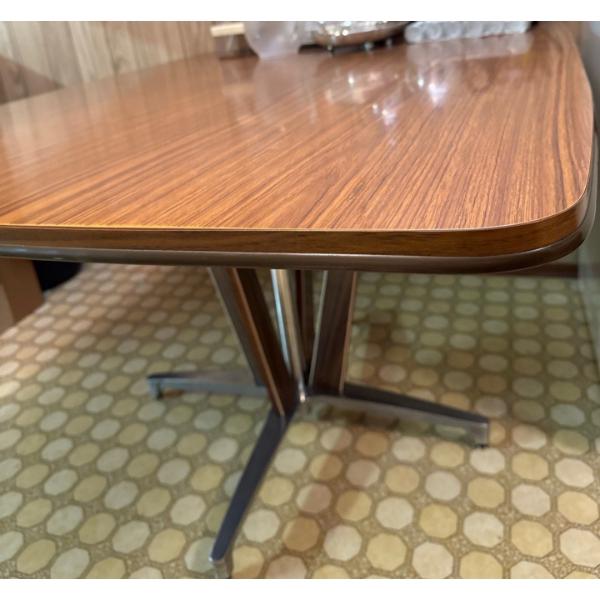 MCM Chrome Craft Dining Table, Walnut Laminate Vaneer (Contents NOT Included) - 53W, 41D, 31T 